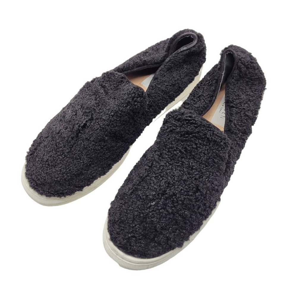 Steven New York Womens Kimbel Sneakers Shoes Black Faux Fur Slip On Platform 8